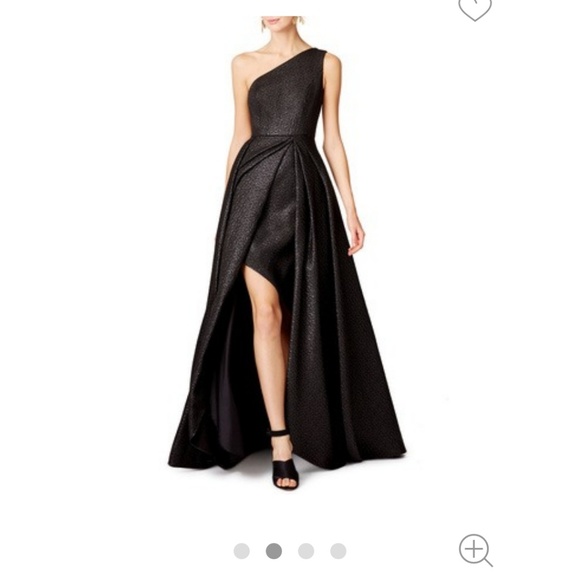 Ml Monique Lhuillier One Shoulder Black Dress